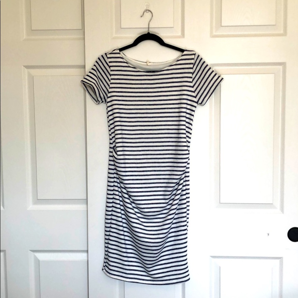 PinkBlush Ivory Navy Striped Maternity Dress